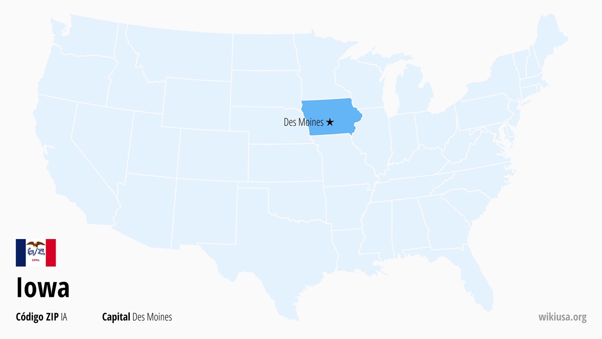 Mapa del Estado de Iowa | ¿Dónde está Iowa? | Iowa en EE.UU. – ciudades, qué ver, clima y mapa